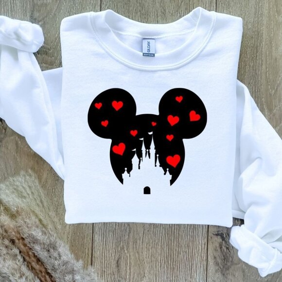 Disney Mouse ears with hearts Sweatshirt Sweater - Picture 1 of 5